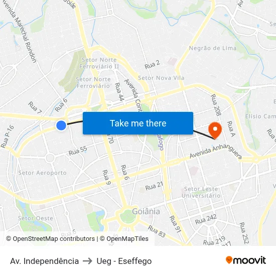 Av. Independência to Ueg - Eseffego map