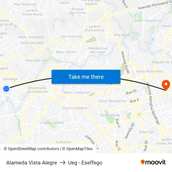 Alameda Vista Alegre to Ueg - Eseffego map