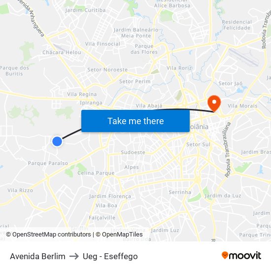Avenida Berlim to Ueg - Eseffego map