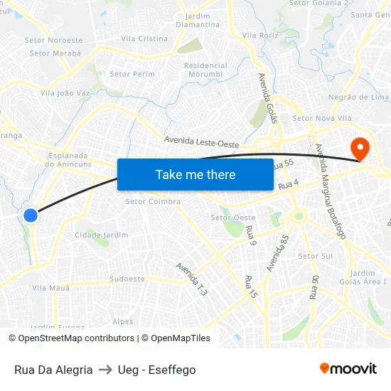 Rua Da Alegria to Ueg - Eseffego map