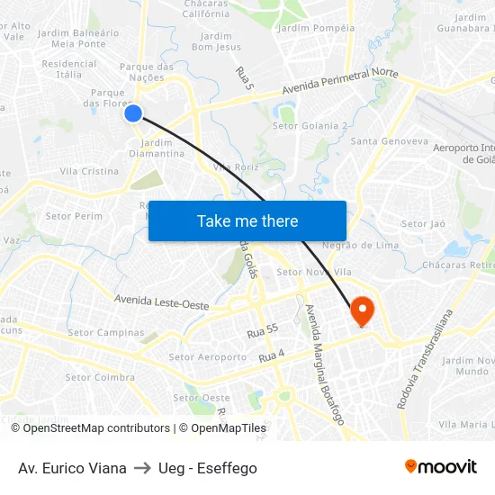 Av. Eurico Viana to Ueg - Eseffego map