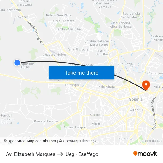 Av. Elizabeth Marques to Ueg - Eseffego map