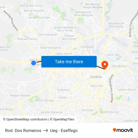 Rod. Dos Romeiros to Ueg - Eseffego map