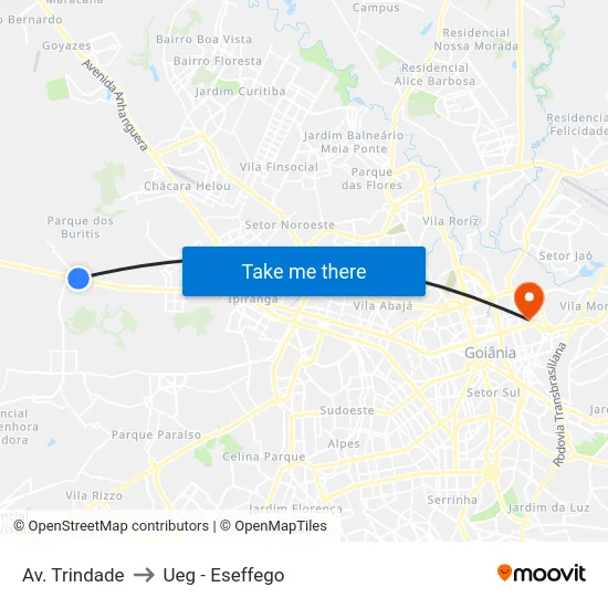 Av. Trindade to Ueg - Eseffego map