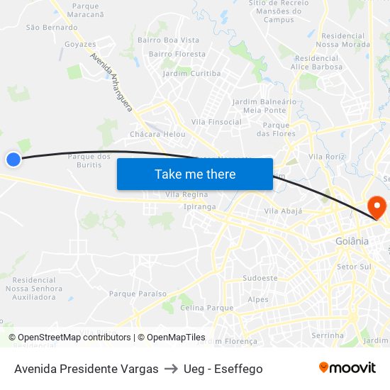Avenida Presidente Vargas to Ueg - Eseffego map