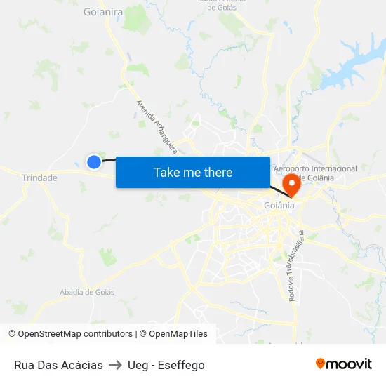 Rua Das Acácias to Ueg - Eseffego map