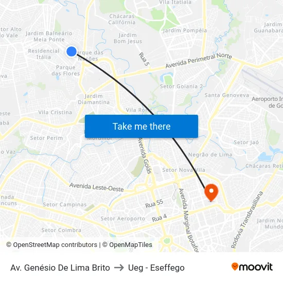Av. Genésio De Lima Brito to Ueg - Eseffego map