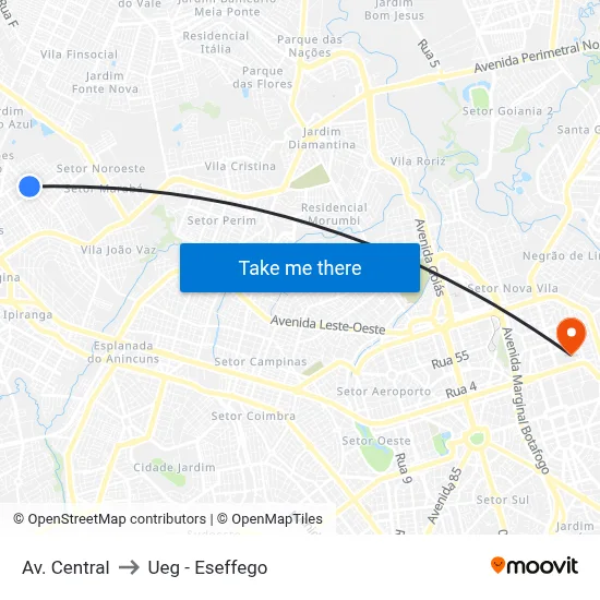 Av. Central to Ueg - Eseffego map