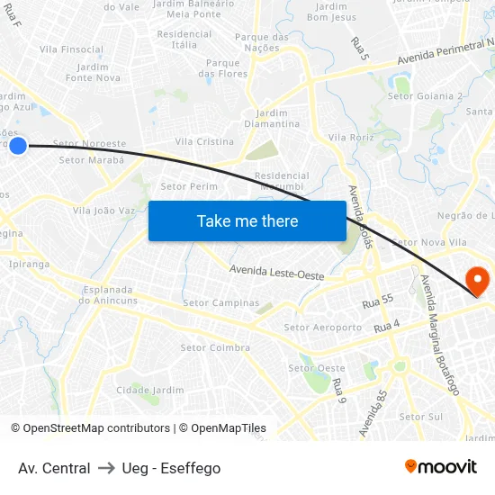 Av. Central to Ueg - Eseffego map