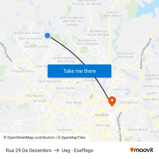 Rua 29 De Dezembro to Ueg - Eseffego map