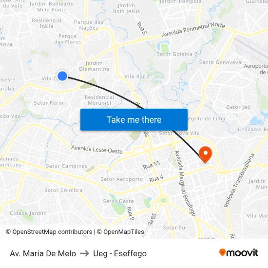 Av. Maria De Melo to Ueg - Eseffego map