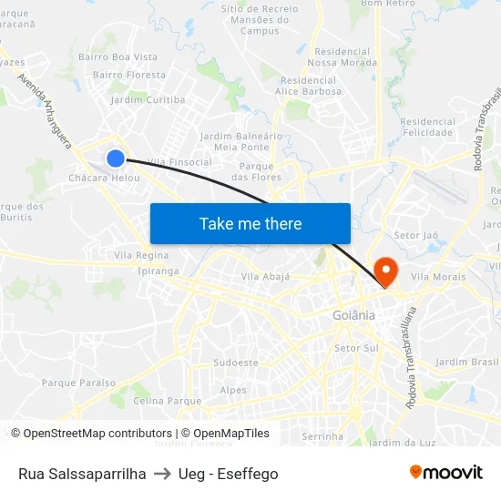 Rua Salssaparrilha to Ueg - Eseffego map