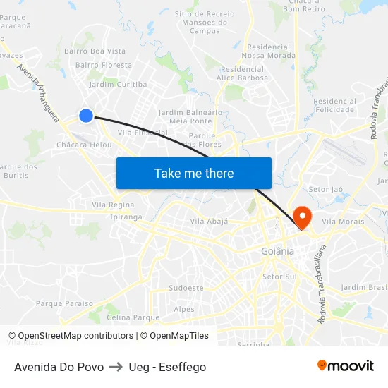 Avenida Do Povo to Ueg - Eseffego map
