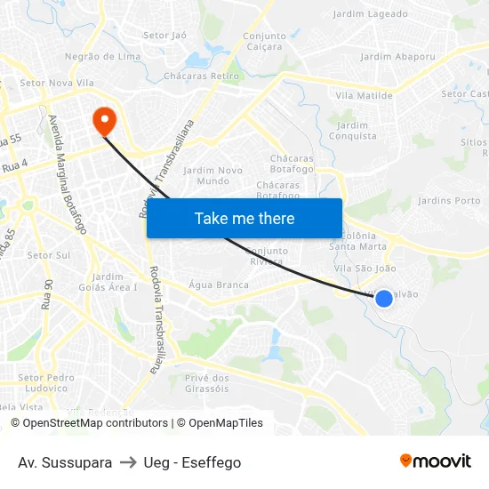 Av. Sussupara to Ueg - Eseffego map