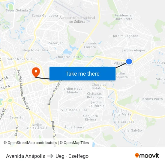 Avenida Anápolis to Ueg - Eseffego map