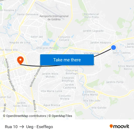 Rua 10 to Ueg - Eseffego map