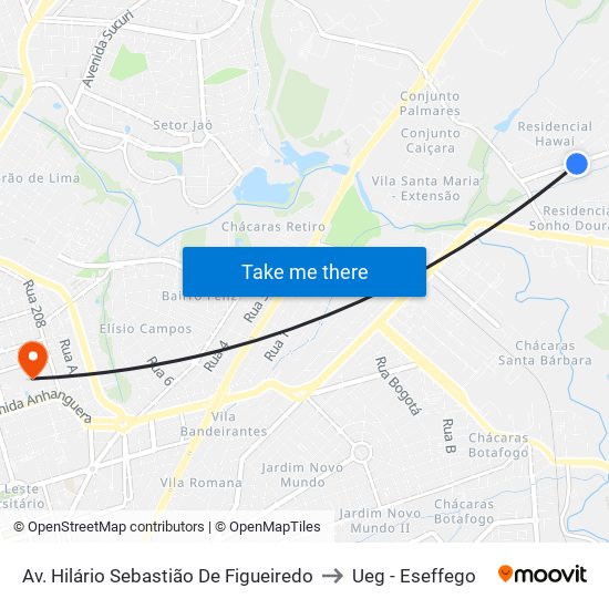 Av. Hilário Sebastião De Figueiredo to Ueg - Eseffego map