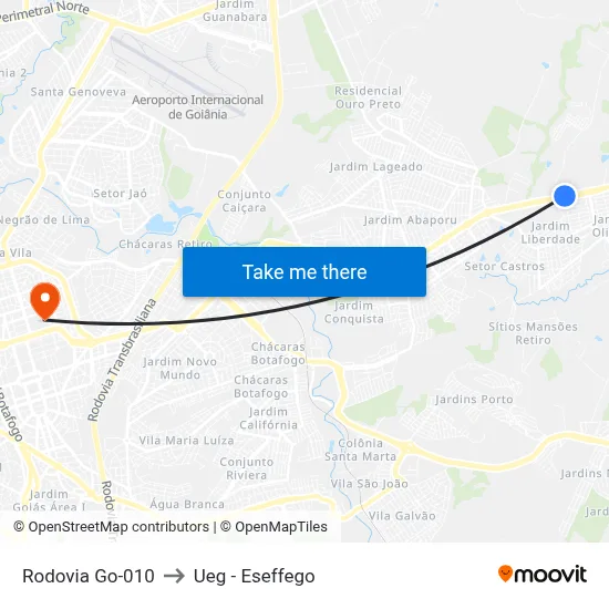 Rodovia Go-010 to Ueg - Eseffego map
