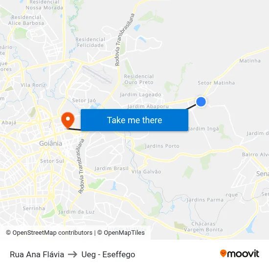 Rua Ana Flávia to Ueg - Eseffego map