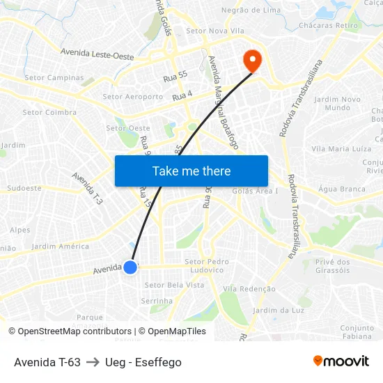 Avenida T-63 to Ueg - Eseffego map