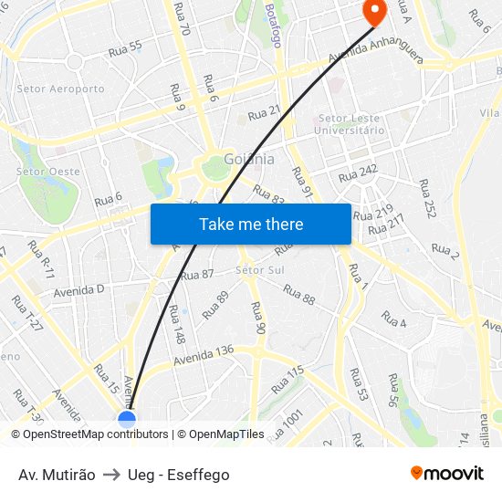 Av. Mutirão to Ueg - Eseffego map