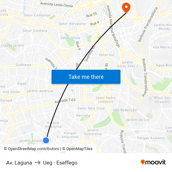 Av. Laguna to Ueg - Eseffego map