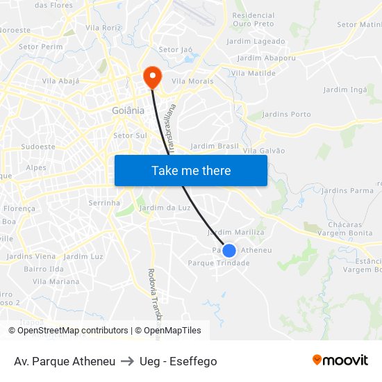 Av. Parque Atheneu to Ueg - Eseffego map