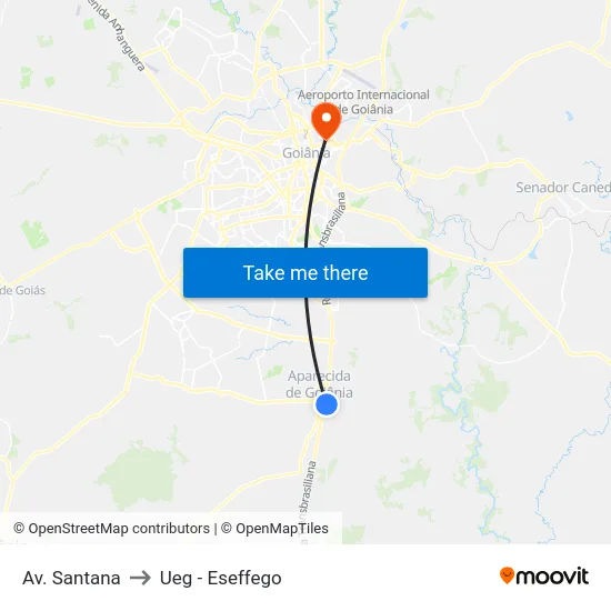 Av. Santana to Ueg - Eseffego map