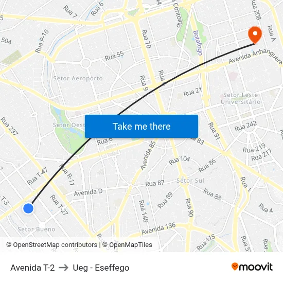 Avenida T-2 to Ueg - Eseffego map