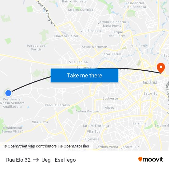 Rua Elo 32 to Ueg - Eseffego map