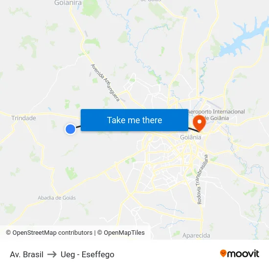 Av. Brasil to Ueg - Eseffego map
