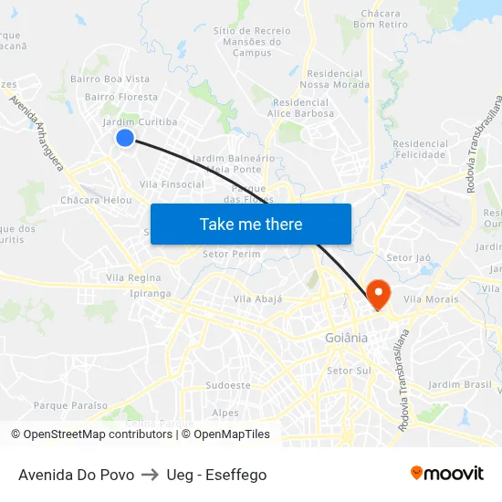 Avenida Do Povo to Ueg - Eseffego map