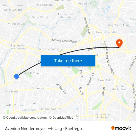 Avenida Neddermeyer to Ueg - Eseffego map