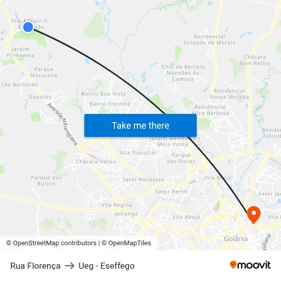 Rua Florença to Ueg - Eseffego map
