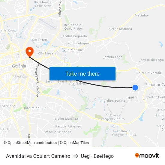 Avenida Iva Goulart Carneiro to Ueg - Eseffego map