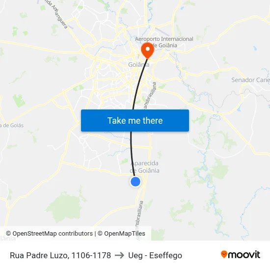Rua Padre Luzo, 1106-1178 to Ueg - Eseffego map