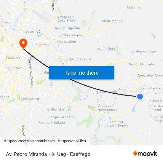 Av. Pedro Miranda to Ueg - Eseffego map