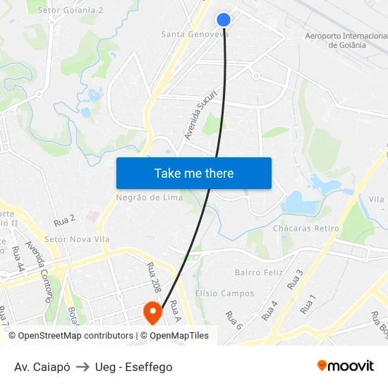 Av. Caiapó to Ueg - Eseffego map