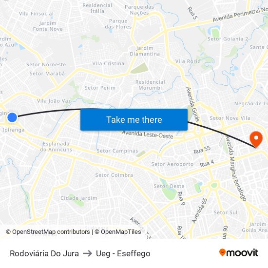 Rodoviária Do Jura to Ueg - Eseffego map