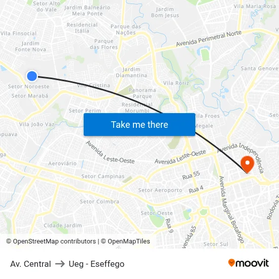 Av. Central to Ueg - Eseffego map