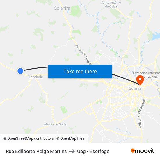 Rua Edilberto Veiga Martins to Ueg - Eseffego map