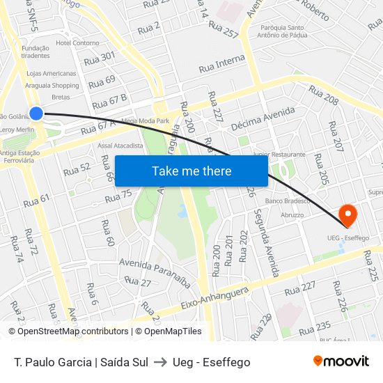 T. Paulo Garcia | Saída Sul to Ueg - Eseffego map
