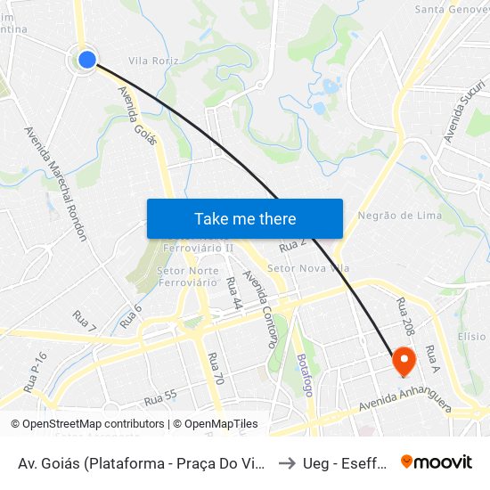 Av. Goiás (Plataforma - Praça Do Violeiro) to Ueg - Eseffego map