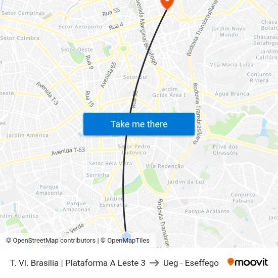 T. Vl. Brasília | Plataforma A Leste 3 to Ueg - Eseffego map