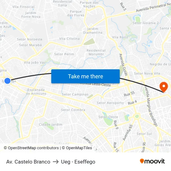 Av. Castelo Branco to Ueg - Eseffego map