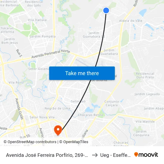 Avenida José Ferreira Porfírio, 269-327 to Ueg - Eseffego map