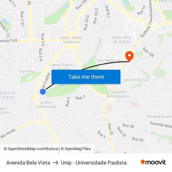 Avenida Bela Vista to Unip - Universidade Paulista map