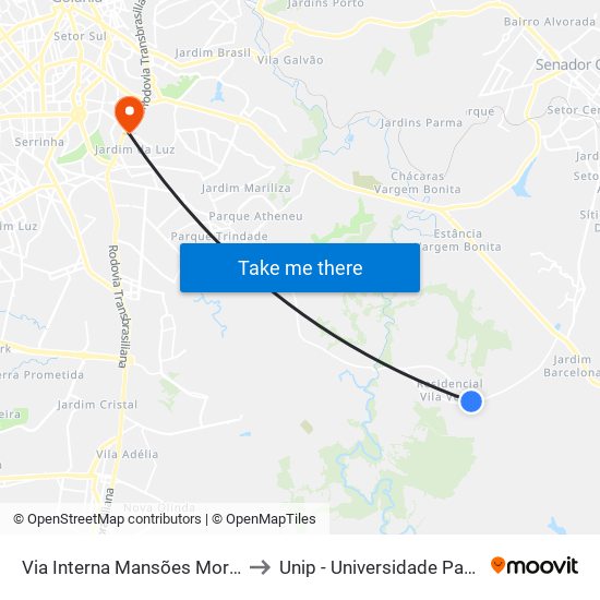 Via Interna Mansões Morumbi to Unip - Universidade Paulista map