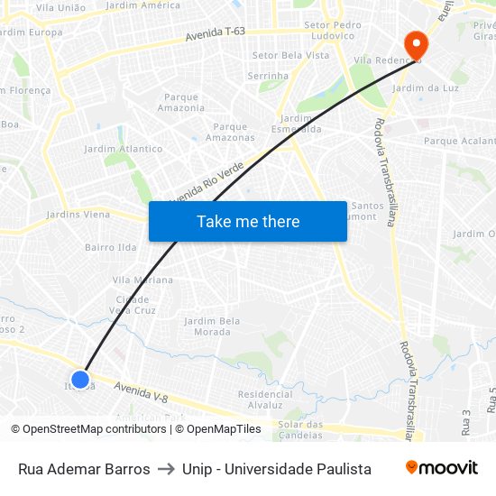 Rua Ademar Barros to Unip - Universidade Paulista map