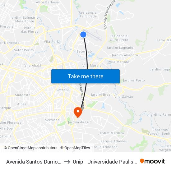 Avenida Santos Dumont to Unip - Universidade Paulista map